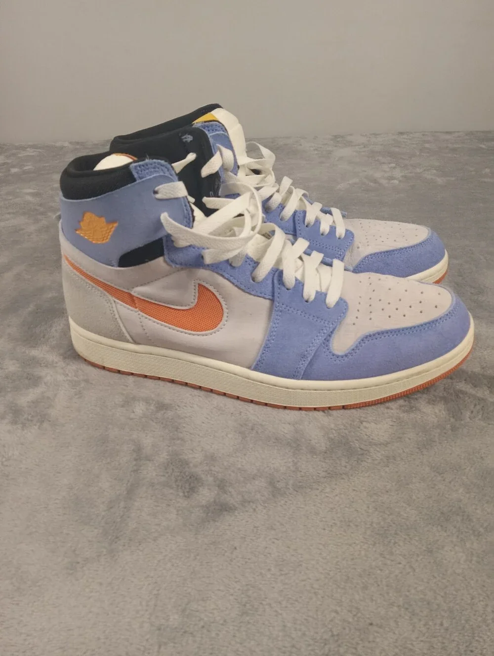 Air Jordan 1 High Top Sneakers - Blue, Orange, Cream Suede Size 11